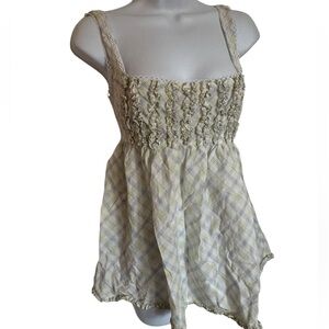 Vintage Y2K Victoria’s Secret ladies plaid baby doll style sleeveless shirt Sm